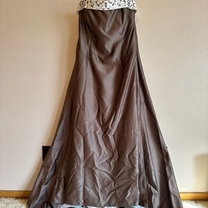 Alfred Angelo Strapless Brown and White Dress